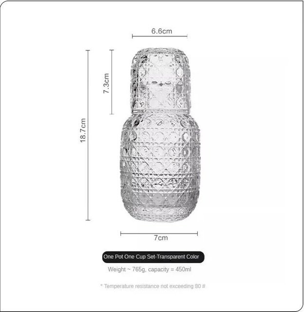 Yiran Furniture Wasserglas und Karaffe Set im Vintage Design mit Reliefmuster, Transparent/White - Bild 1