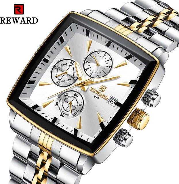 REWARD Armbanduhr Quarz, Edelstahl, Roségold, Rechteckig, Herren - Bild 1