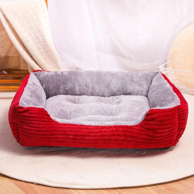 Warmes Hundebett Morse in Rot, rechteckiges Haustierbett mit abnehmbarem Bezug und rutschfester Unterseite, B/T: 80 x 60 cm - Bild 1