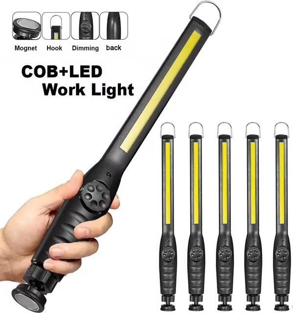 Tragbare COB-LED-Arbeitsleuchte in Schwarz mit Magnetfunktion und Akku für Garage, Autoreparatur und Notfälle - Bild 1