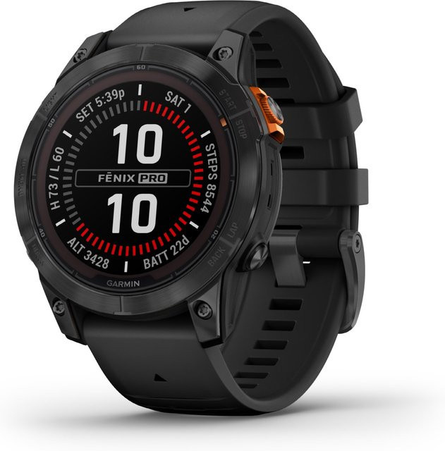 Garmin Smartwatch, Fenix 7 Pro Solar, Titan, 47 mm, Schwarz, Grau - Bild 1