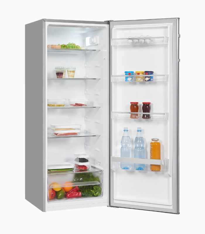 Exquisit Vollraumkühlschrank KS5320-V-H-040D in Silver Inoxlook mit LED-Innenbeleuchtung und Flaschenregal, B/T/H: 55,5 x 54,5 x 242 cm - Bild 1