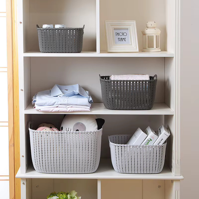 Aufbewahrungskorb in Rattan-Optik aus Kunststoff, beige, B/T/H: 14,5 x 10,0 x 8,0 cm - Bild 2