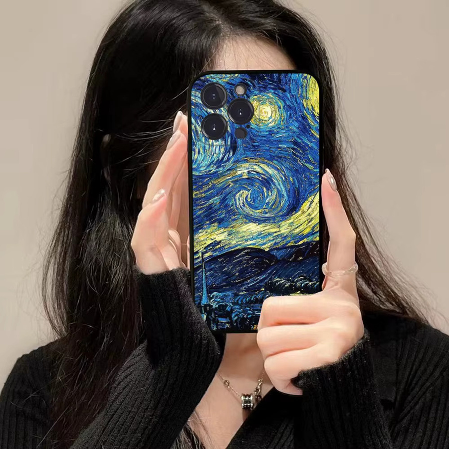 Van Gogh Sternenhimmel Silikon Schutzhülle für dein iPhone (verschiedene Modelle), Multicolor - Bild 2