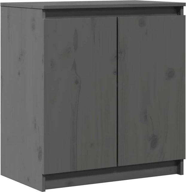 vidaXL Beistellschrank aus massivem Kiefernholz in Grau, B/T/H: 60 x 36 x 65 cm - Bild 1