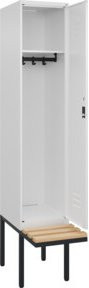 C+P Spind Classic PLUS Spind mit Sitzbank, 1 Abteil, Zylinderschloss, 4 Garderobenhaken, Farbe: Weiß/Schwarz/Grau, B/T/H: 212,0 x 40,0 x 81,5 cm - Bild 1