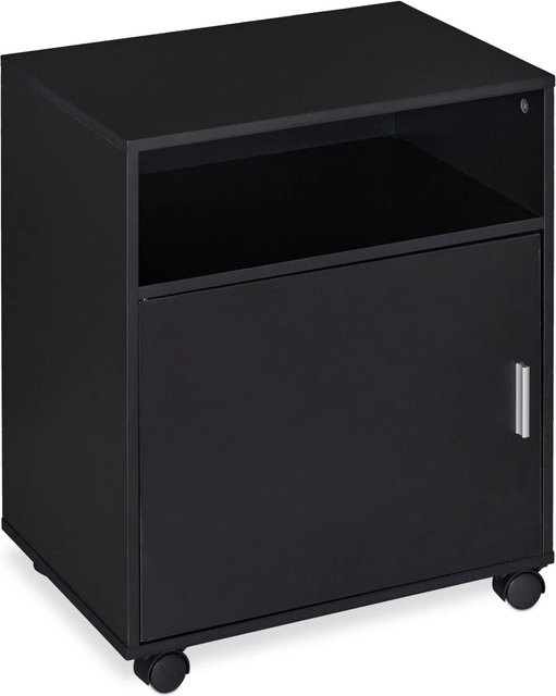 Relaxdays Rollcontainer aus Spanplatte und Kunststoff in Schwarz mit 3 Fächern, B/T/H: 57 x 48 x 34 cm - Bild 1