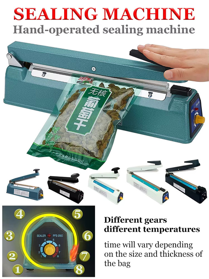 Handbetriebene Versiegelungsmaschine Impulsversiegler für Verpackungsbeutel in Weiß oder Blau, Breite: 20 cm, 30 cm oder 40 cm - Bild 7