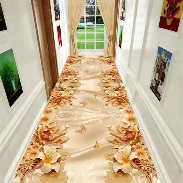 Geometrischer Wohnzimmerteppich Super Six aus Kristallsamt in Beige, rutschfeste Fußmatte für Wohnzimmer, Flur, Schlafzimmer und Küche, B/T: 40 x 60 cm - Bild 1