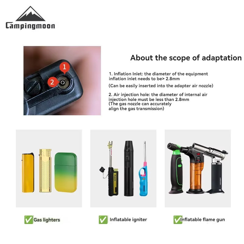 CAMPINGMOON BKZ38 Flacher Gasanzünder-Umwandlungskopf und Aufblasdüsenadapter in Schwarz - Bild 3