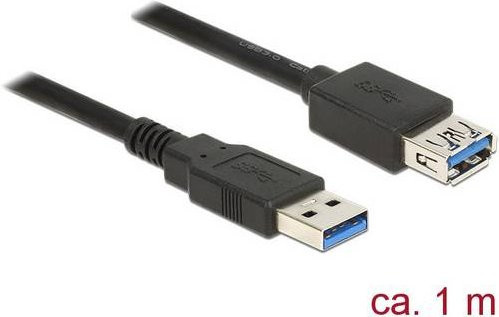 Delock USB 3.2 Gen1 Verlängerungskabel USB-A auf USB-A, Schwarz, Länge: 1,00 m - Bild 1