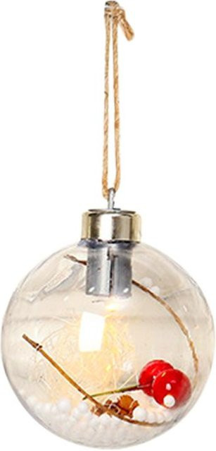 KONNWEI Weihnachtskugeln mit LED-Licht, runde transparente Anhänger aus Jute für deinen Weihnachtsbaumschmuck - Bild 1