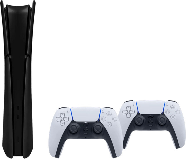 Sony PlayStation 5 Slim Digital Edition mit Cover in Schwarz und zusätzlichem Controller in Weiß - Bild 1
