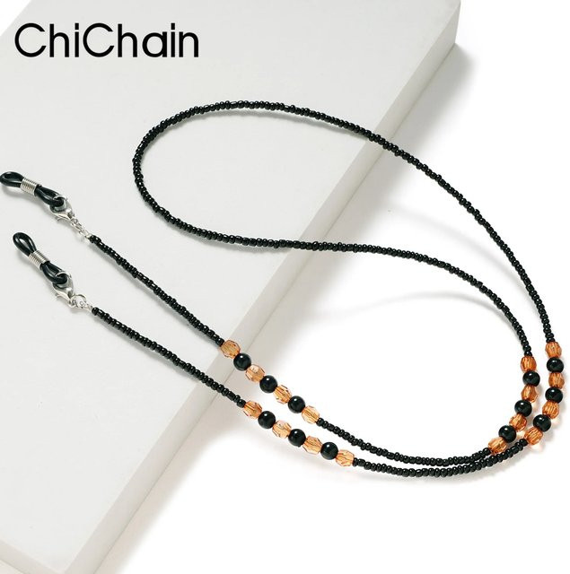 chichain Brillenkette, Acrylperlen-Kristall, Schwarz, Unisex - Bild 1