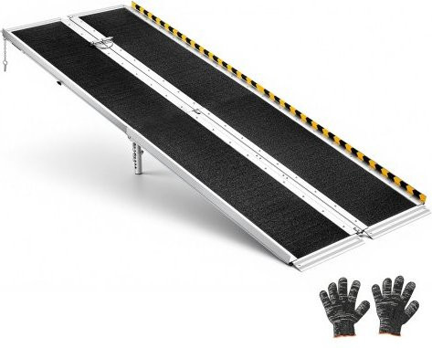 VEVOR Klappbare Rollstuhlrampe aus Aluminium in Silber, rutschfest, Tragkraft 363 kg, Länge: 213,5 cm - Bild 1