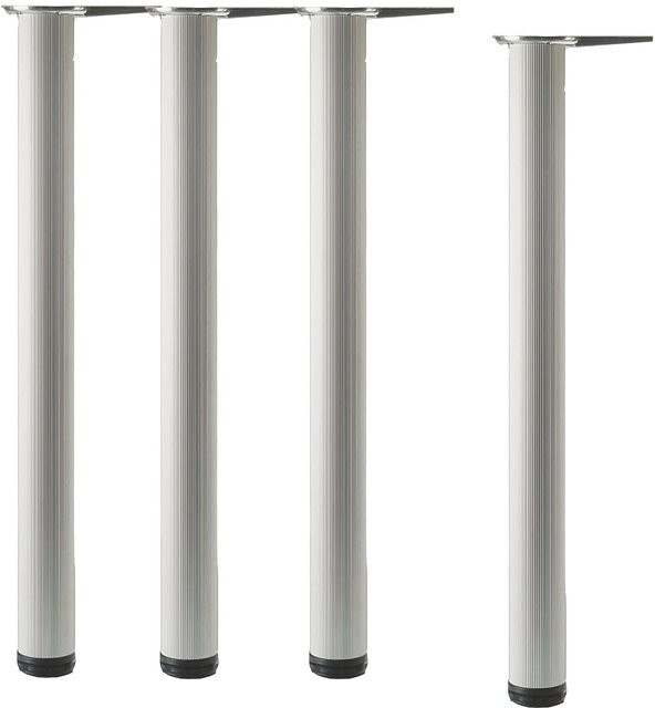 vasalat Set Camar Aluminia Tischfüße aus Aluminium, Farbe Silber, gerillt, Ø 60 mm, Höhe: 690-720 mm, 4 Stück - Bild 1