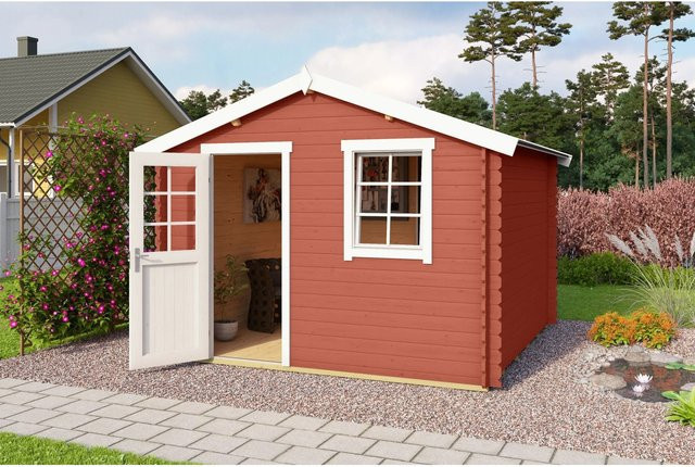 Lasita Gartenhaus Maja Wels 3 aus Fichtenholz in Schwedenrot mit Satteldach und Boden, B/T/H: 339,8 x 320 x 245,1 cm - Bild 1
