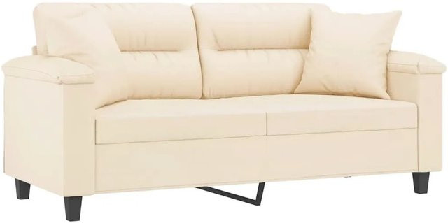 vidaXL 2-Sitzer-Sofa in Beige mit Kissen aus Mikrofasergewebe und Metallrahmen - Bild 1