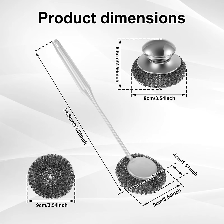 Willstar Edelstahl Topfreinigungspinsel mit langem Griff in Silber für die Küchenreinigung - Bild 3