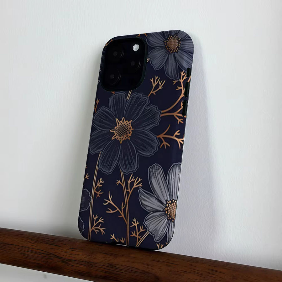 CaseLumi Matte Bumper MagSafe Schutzhülle für iPhone 17 16 15 14 13 Pro Max mit vergoldeten Blumen in Gold - Bild 4