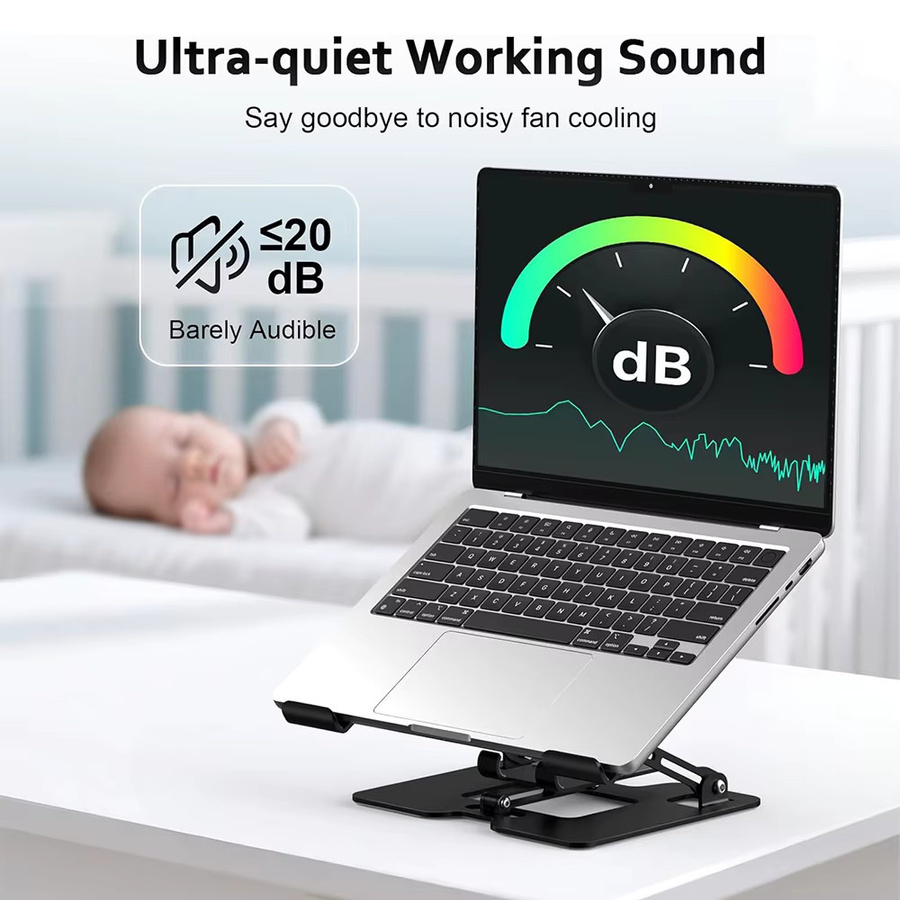 Zusammenklappbare 2-in-1 Laptop und Smartphone Halterung aus Kohlenstoffstahl in Schwarz zur ergonomischen Wärmeableitung - Bild 6