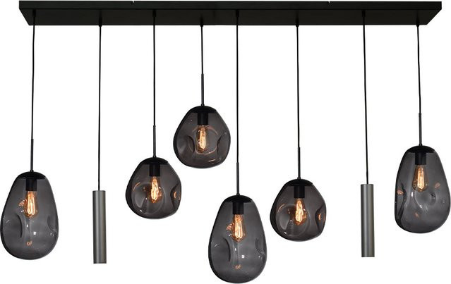 Masterlight Lava 6/2 Pendelleuchte 8-flammig in Schwarz Matt mit Rauchgrauem Glas - Bild 1