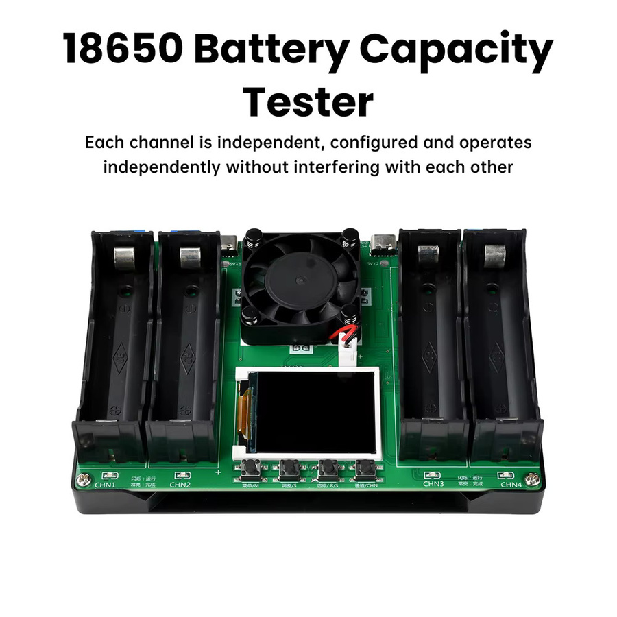 Digitales 4-Kanal-Batterieprüfgerät als Lade- und Entlademodul für 18650/21700 Lithium-Batterien in Grün - Bild 2
