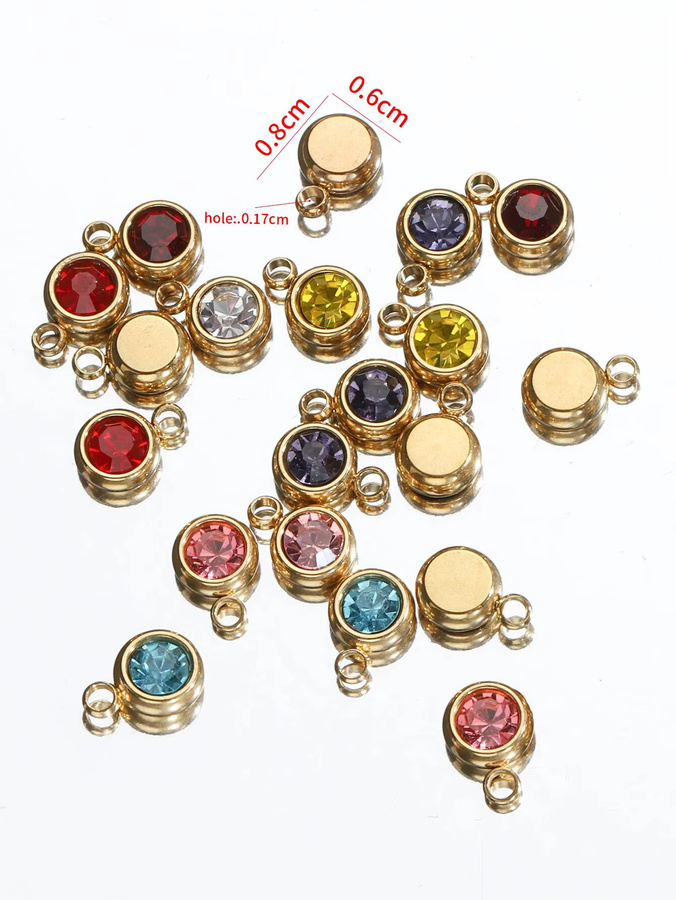 Ailimi Charms Anhänger, Edelstahl, Kristall, Gold, Unisex, 6 mm - Bild 2