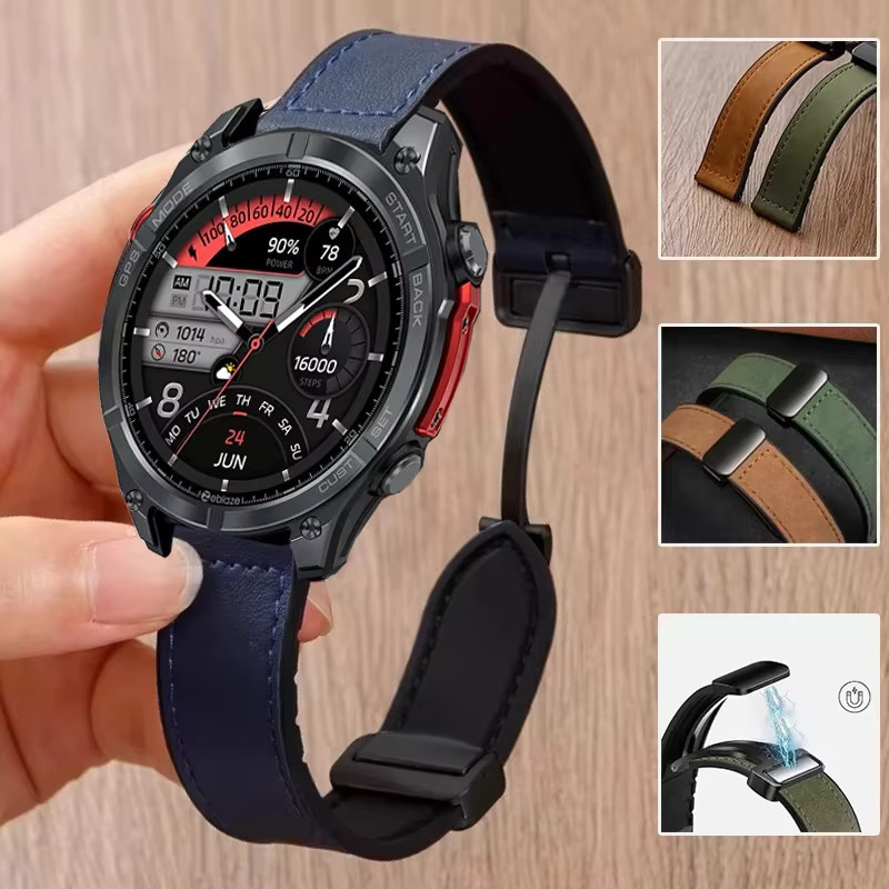 Zeblaze Uhrenarmband Leder, Silikon, Schwarz, 22 mm - Bild 2