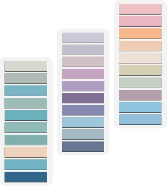3er-Pack mit 600 Stück wiederverwendbaren Seitenmarkierungen und Haftnotizen-Etiketten in Multicolor als wasserfeste Aktenflaggen im Morandi-Design - Bild 1