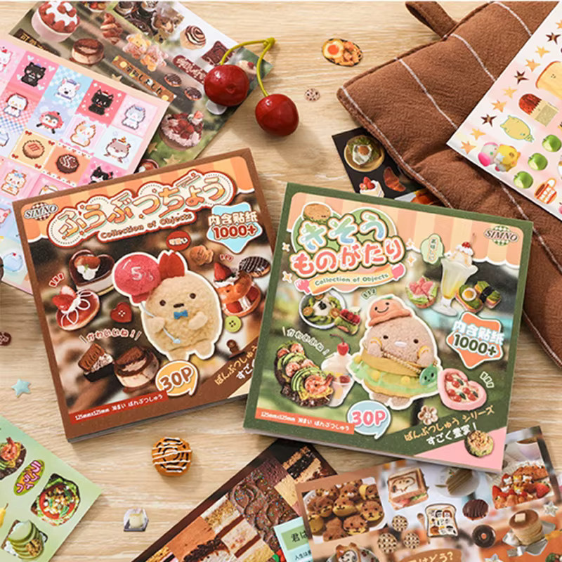 Kawaii Food Animal Sticker Book mit über 1000 bunten Aufklebern auf 30 Seiten für Scrapbook und Tagebuch-Dekoration, Mehrfarbig - Bild 2