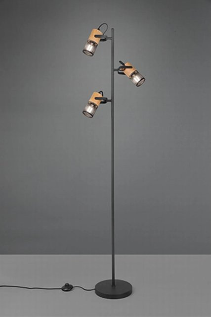 Trio Stehlampe Schwarz aus Metall und Holz - Bild 1