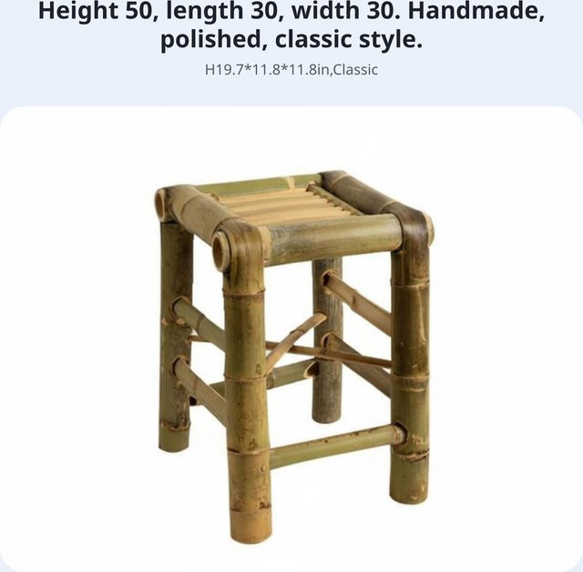 Handgefertigter quadratischer Bambus-Hocker im Retro-Design von Binchi Outdoor Product in Braun und Grün - Bild 1