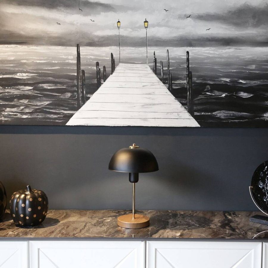 Opviq Tischleuchte aus Metall in Schwarz mit E27 Fassung, B/H/T: 23 x 38 x 23 cm - Bild 3