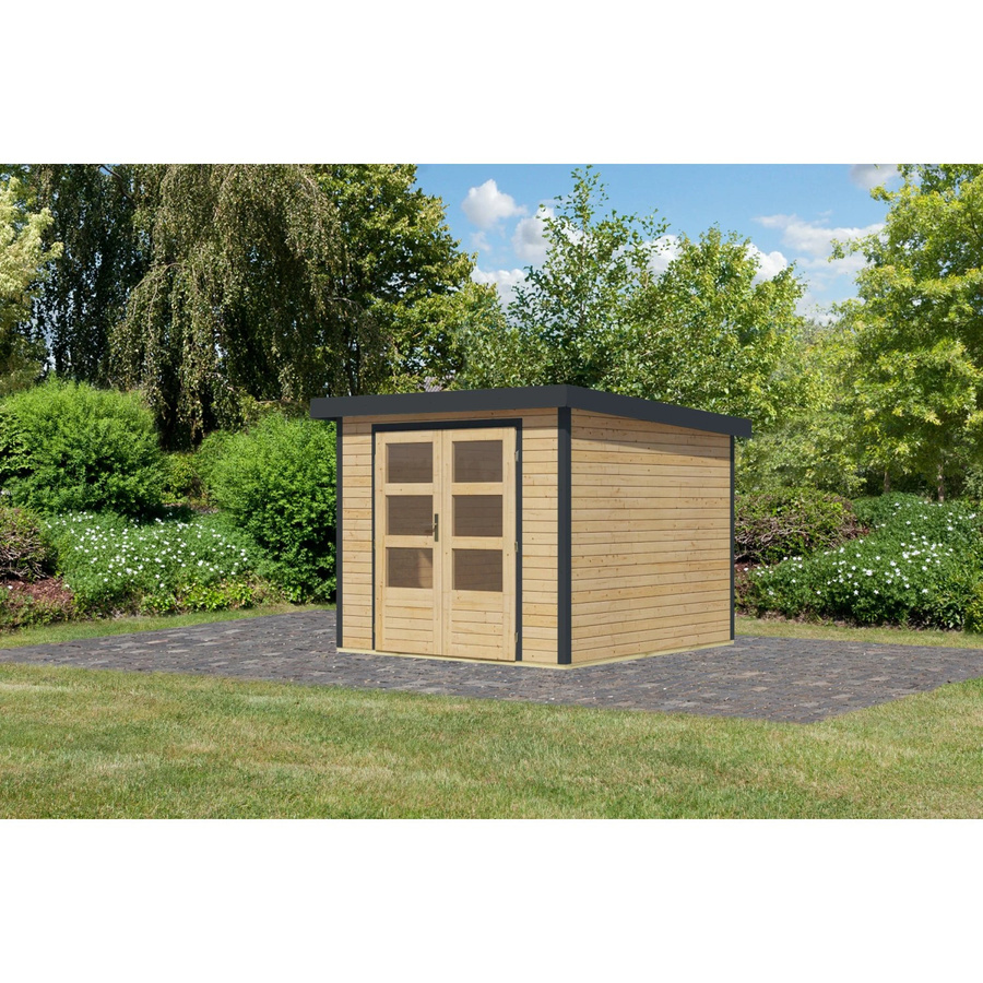 Karibu Gartenhaus Diego 3,5 Modernes Holz-Metall-Gartenhaus in Naturbelassen/Anthrazit, B/T/H: 209 x 238 x 242 cm - Bild 2