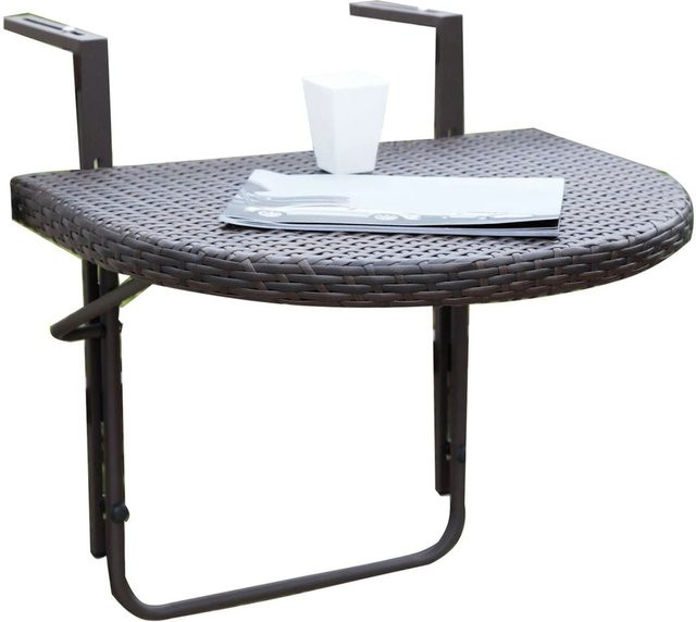 Garden Pleasure Balkon-Hängetisch Agra klappbar in Braun mit Aluminium-Tischplatte B/T/H: 60 x 50 x 43 cm - Bild 1