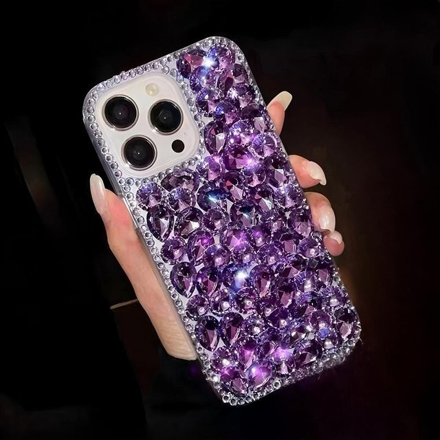 Glitzer Handyhülle mit Strass und Kristall für Motorola Moto G77 Power, Farbe: Violett - Bild 1