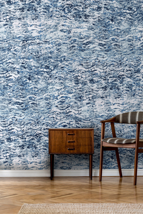 Isidore Leroy Wandbild Aqua Atlantique in Blau, abstraktes Textilbild - Bild 1