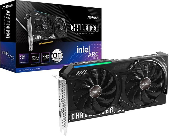 ASRock Challenger Intel Arc B580 12GB OC Grafikkarte mit 12GB GDDR6, PCIe 4.0 x8, 3x DisplayPort und HDMI in Schwarz - Bild 1
