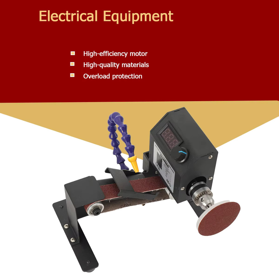 Elektrischer Bandschleifer 350W mit stufenloser Geschwindigkeitsregelung und Reinkupfermotor, Multifunktions-Schleif- und Poliergerät in Schwarz - Bild 4