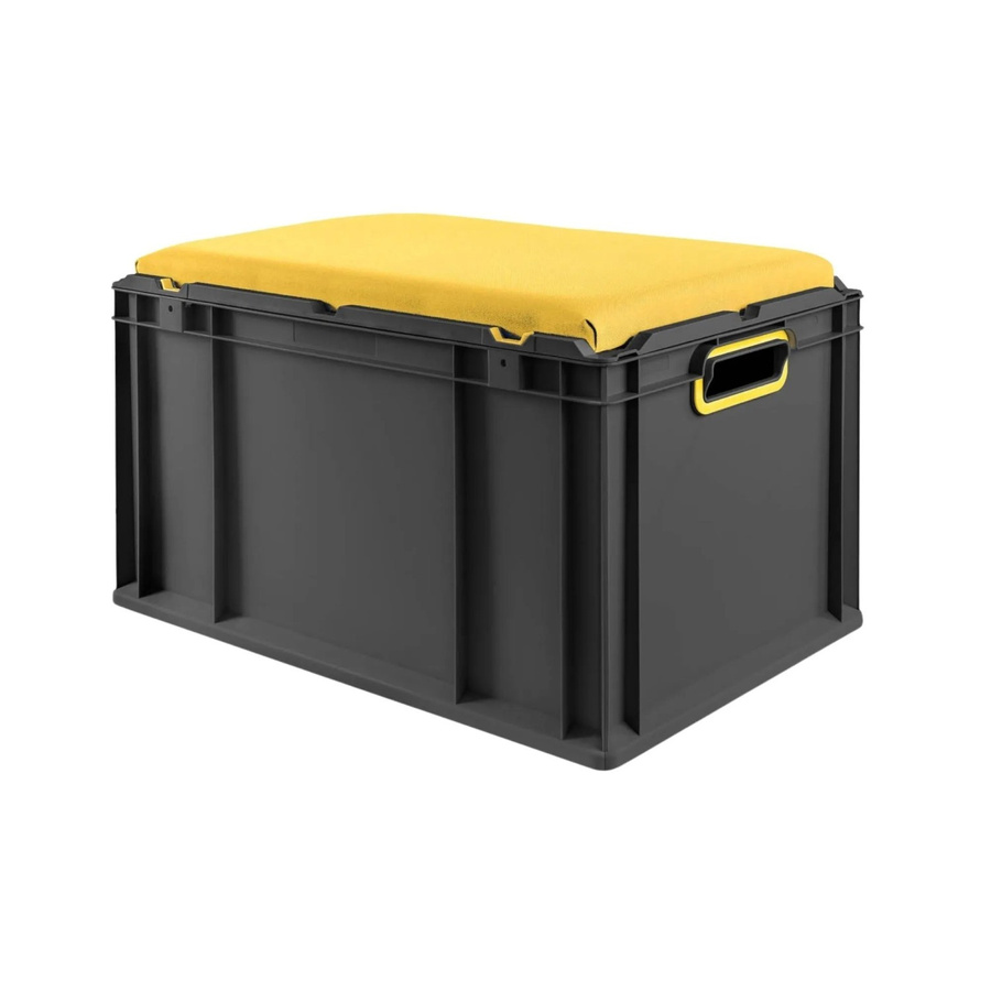PROREGAL Eurobox Nextgen Seat Box Sitzbox Gelb-Schwarz H x B x T: 36,5 x 40 x 60 cm - Bild 2