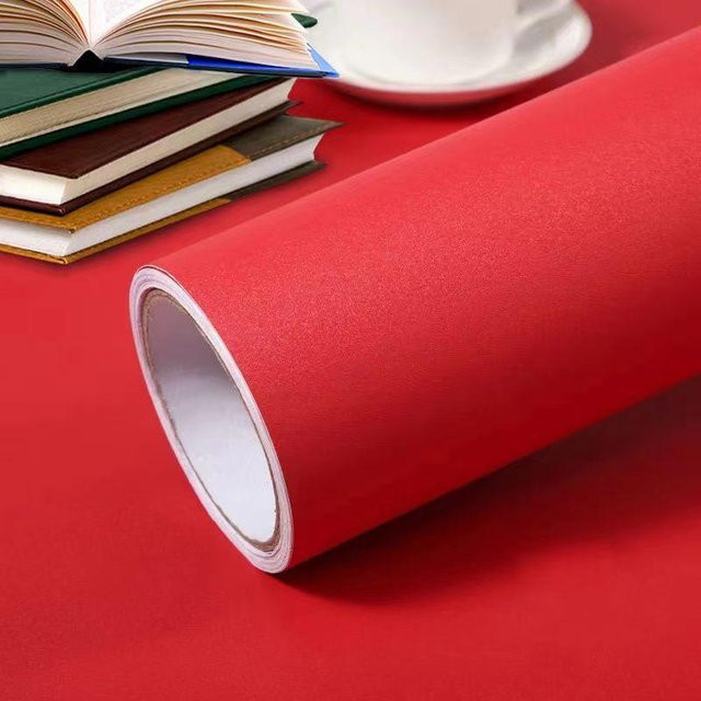 Selbstklebende 3D-Tapete FuErkWoo aus PVC-Vinyl in Rot, wasserfest und einfarbig für Wohnzimmer, Schlafzimmer oder Badezimmer, 5 Meter - Bild 1
