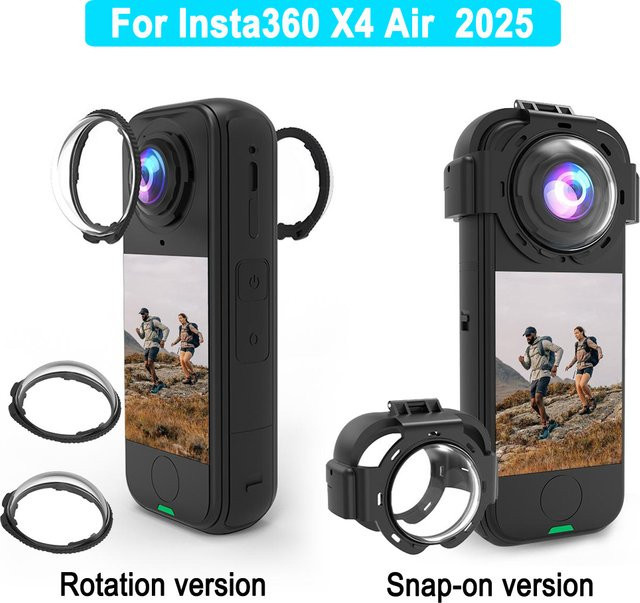 PULUZ Optischer Gehärteter Glas-Objektivschutz mit Drehbarer Halterung für Insta360 X4 Air 2025 in Schwarz - Bild 1