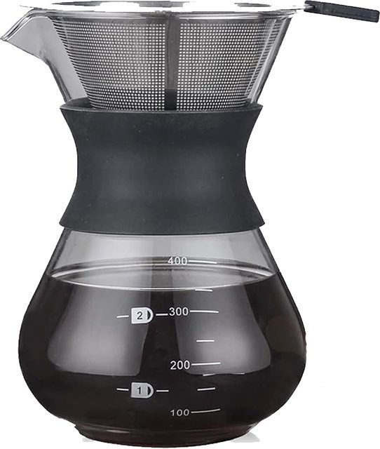 Leeseph Pour Over Kaffeebrüher mit Edelstahlfilter und thermischer Isolierung, transparent - Bild 1