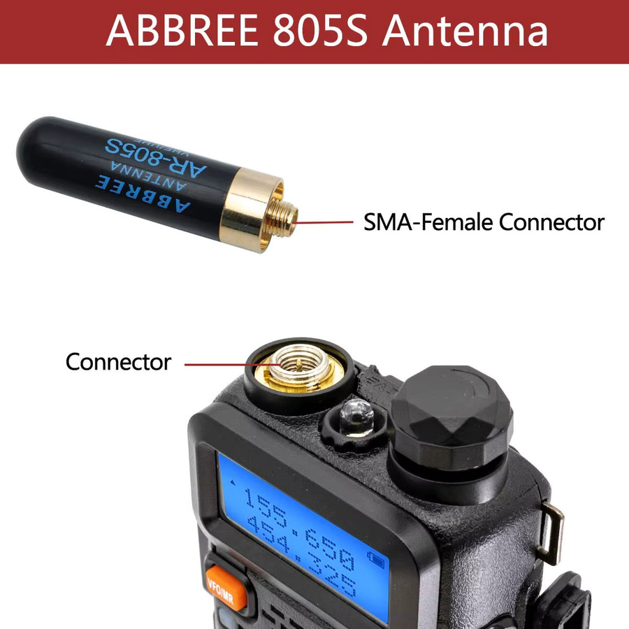 ABBREE Mini Walkie Talkie Antenne AR-805S mit SMA-Buchse Dual Band High Gain für Baofeng BF-888S UV-5R UV-21 PRO Ham Radio in Schwarz und Grün - Bild 2