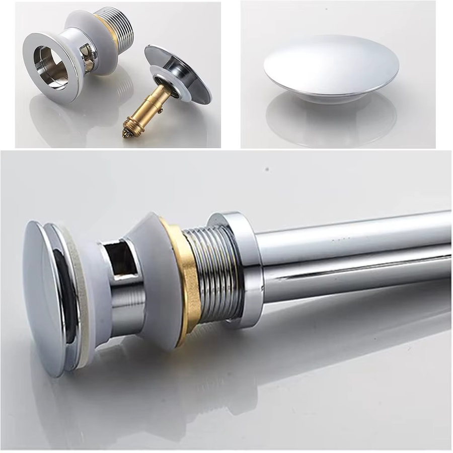 Waschbecken-Flaschenablauf P-Siphon aus gebürstetem Messing mit 1-1/4 Zoll Einsteckanschluss und Klick-System für dein Badezimmer - Bild 4