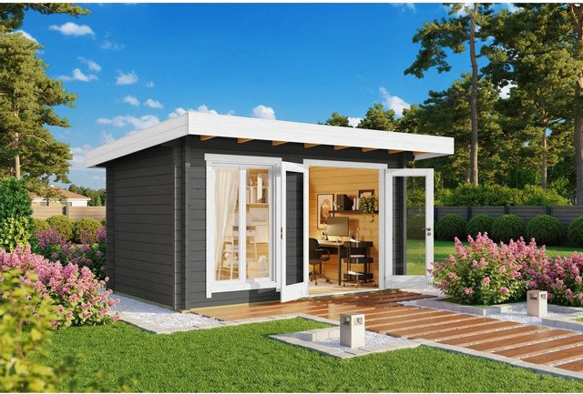 Lasita Maja Gartenhaus Dorset Flachdach in Carbongrau, B/H/T: 460 x 238,95 x 360 cm - Bild 1