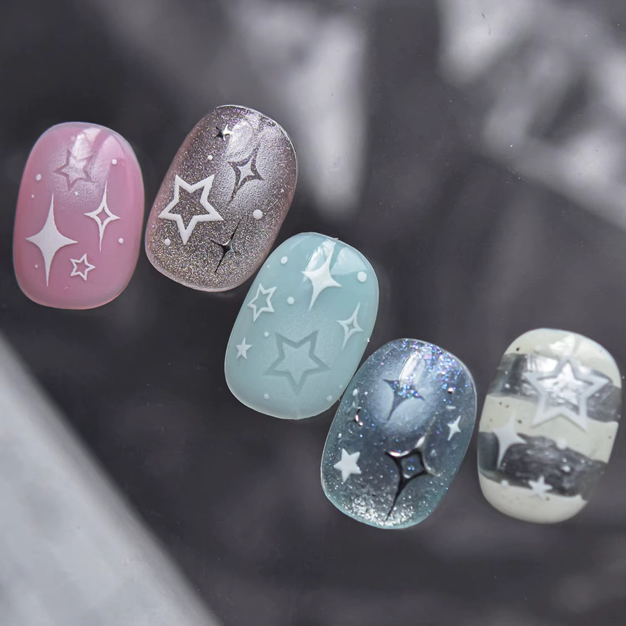 NAILFYOU Nagelkunst-Aufkleber, Schwarz-Weiß, Schimmernd - Bild 3
