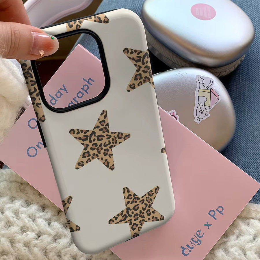 Leopard Star Design Handyhülle mit doppelschichtiger Rückseite für iPhone 17 16 15 14 13 12 11 Pro Max Plus - Bild 4