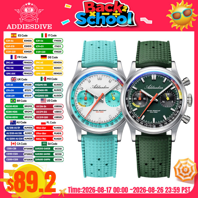 ADDIESDIVE Chronograph, Quarz, Edelstahl, 38 mm, Herren, Blau - Bild 1